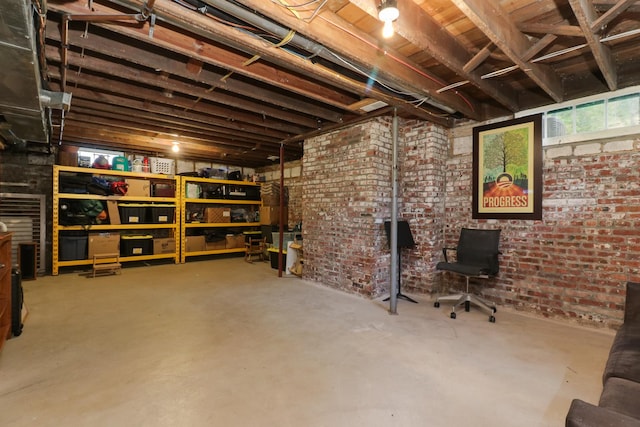 1314 E Washington St, Bloomington, IL 61701 - basement featuring brick wall