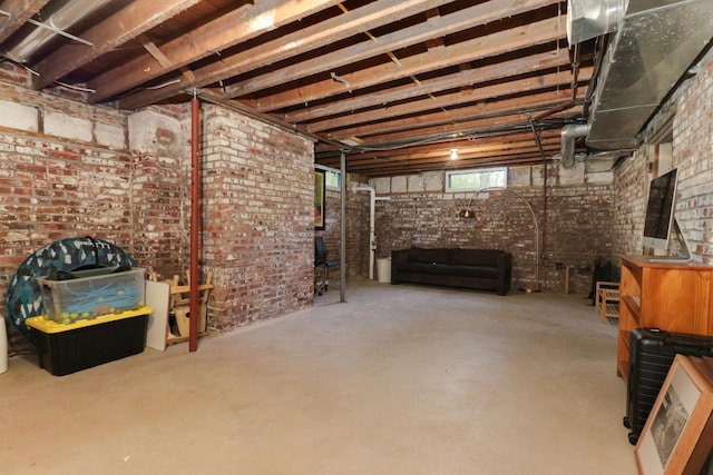 1314 E Washington St, Bloomington, IL 61701 - basement with brick wall