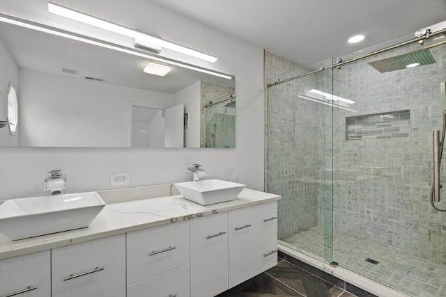 1105 Foxtail Ct Unit 1105, Darien, IL 60561 - bathroom with double vanity, a sink, and a shower stall