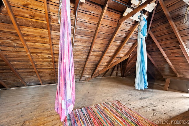 view of unfinished attic