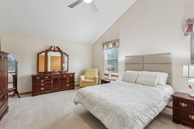 1011 Blackburn Dr, Grayslake, IL 60030 - carpeted bedroom featuring baseboards, a ceiling fan, and high vaulted ceiling