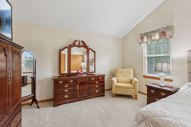 1011 Blackburn Dr, Grayslake, IL 60030 - bedroom featuring light colored carpet, vaulted ceiling, and baseboards