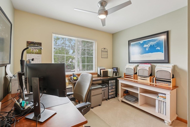 1011 Blackburn Dr, Grayslake, IL 60030 - office area featuring a ceiling fan and light carpet