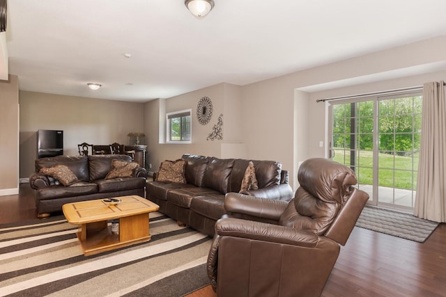 living room with wood finished floors