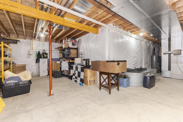 unfinished below grade area with water heater