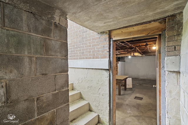view of unfinished basement