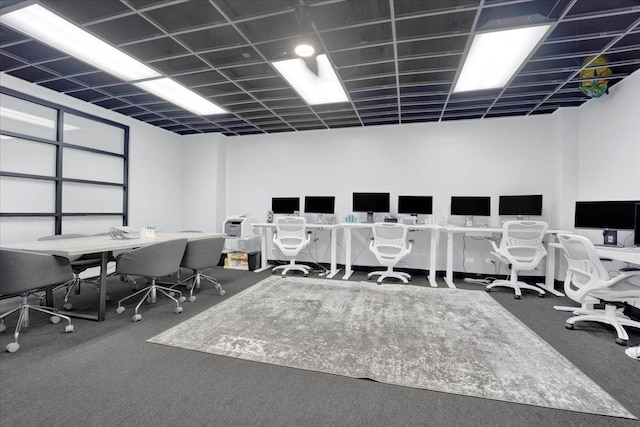 view of carpeted home office