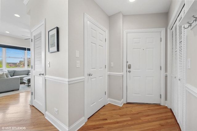 1717 W Newport Ave Unit 5, Chicago, IL 60657 - hall featuring light wood-style flooring and recessed lighting