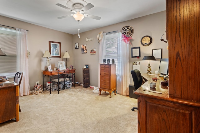 503 E Cedar Ln, Monticello, IL 61856 - carpeted home office featuring ceiling fan