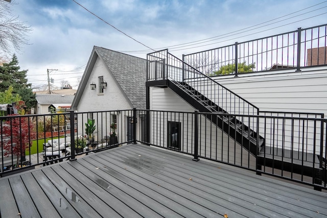 wooden deck with stairway