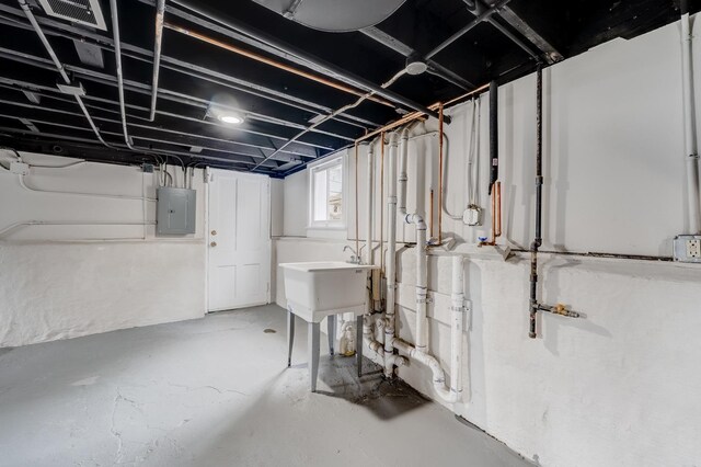 below grade area with electric panel