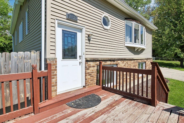 38622 N Drexel Blvd, Antioch, IL 60002 - doorway to property featuring brick siding and a wooden deck