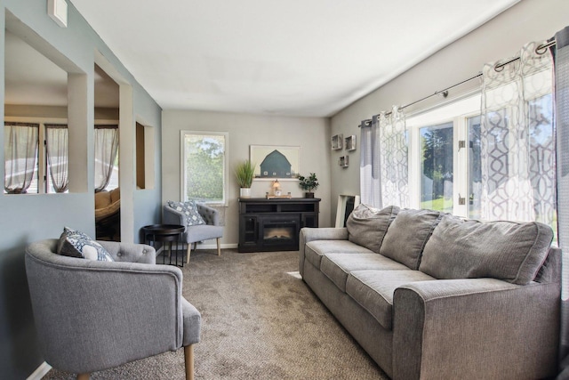 38622 N Drexel Blvd, Antioch, IL 60002 - living room featuring carpet flooring, baseboards, and a glass covered fireplace