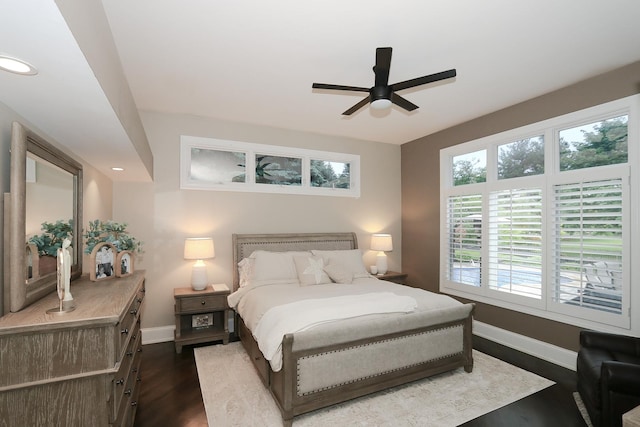 67 Katrina Ln, Sleepy Hollow, IL 60118 - bedroom with multiple windows, baseboards, dark wood-type flooring, ceiling fan, and recessed lighting