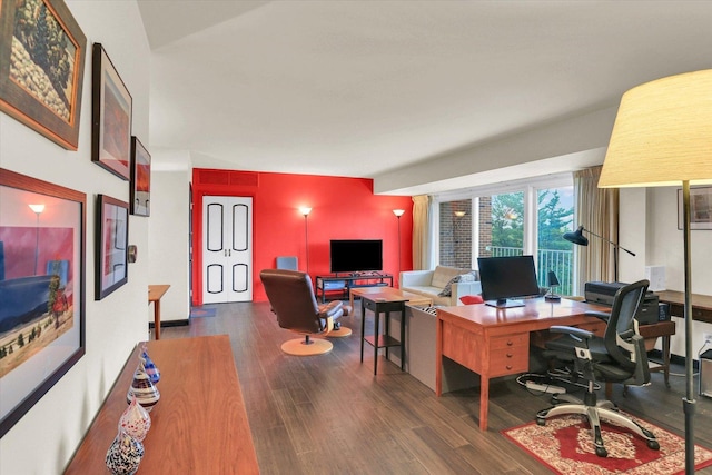 home office featuring wood finished floors