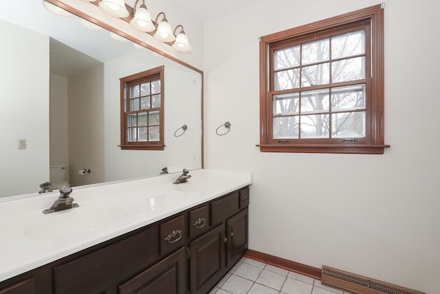 202 Heath Ct, Barrington, IL 60010 - bathroom with a sink, tile patterned flooring, toilet, and double vanity
