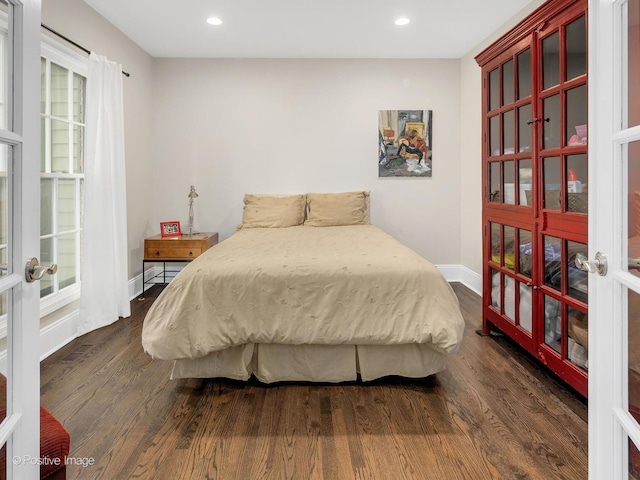 1301 Hawkins Ct, Saint Charles, IL 60174 - bedroom featuring baseboards, dark wood-style flooring, french doors, and recessed lighting