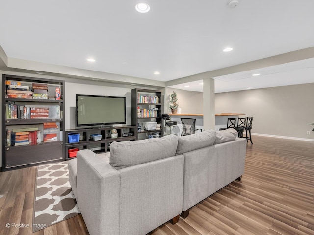 1301 Hawkins Ct, Saint Charles, IL 60174 - living room with wood finished floors, baseboards, and recessed lighting