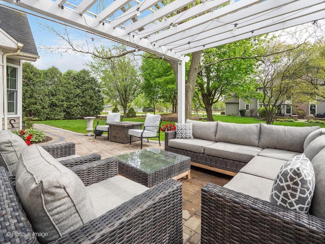 1301 Hawkins Ct, Saint Charles, IL 60174 - view of patio / terrace with an outdoor living space with a fire pit and a pergola