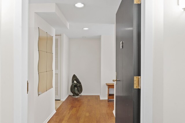 400 E Ohio St Unit 3203, Chicago, IL 60611 - hallway featuring recessed lighting, light wood finished floors, and baseboards