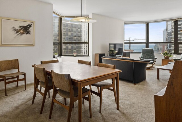 400 E Ohio St Unit 3203, Chicago, IL 60611 - dining area featuring carpet floors and a wall of windows