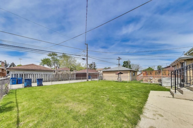 view of yard featuring a deck