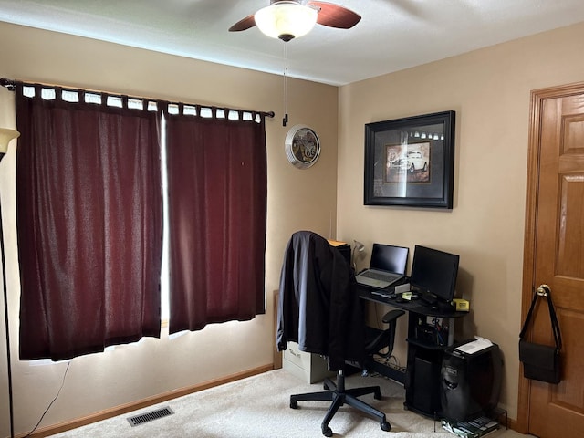 753 Golden Prairie Dr, Davis Junction, IL 61020 - office area with a ceiling fan and carpet floors