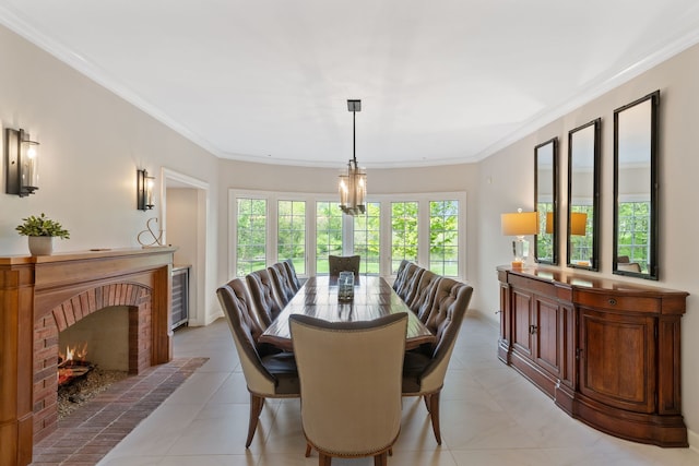 2S546 Heaton Dr, Batavia, IL 60510 - dining area with ornamental molding and a fireplace