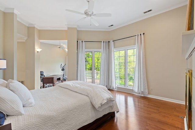 2S546 Heaton Dr, Batavia, IL 60510 - bedroom featuring crown molding, wood finished floors, baseboards, and a ceiling fan