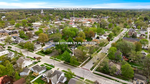 aerial view with a residential view