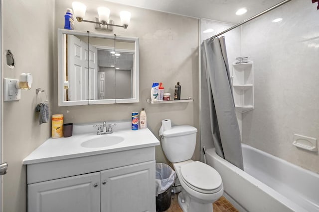 114 Pilgrim Ct, Bolingbrook, IL 60440 - bathroom featuring toilet, vanity, and shower / tub combo