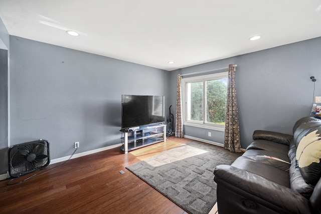 114 Pilgrim Ct, Bolingbrook, IL 60440 - living area with baseboards, wood finished floors, and recessed lighting