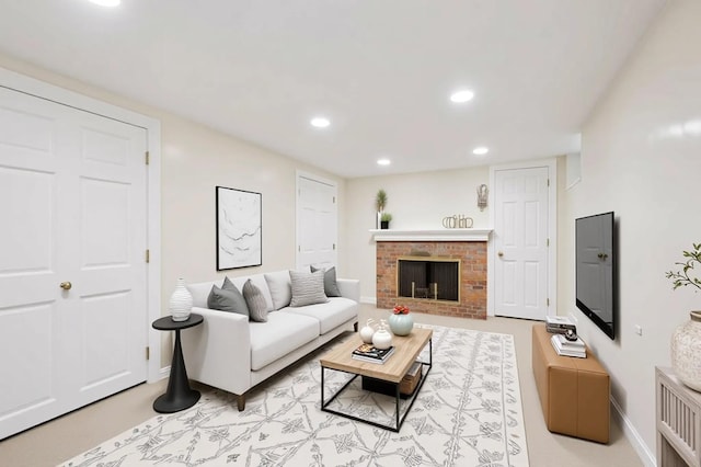 8712 N Central Ave, Morton Grove, IL 60053 - living area featuring recessed lighting and a fireplace
