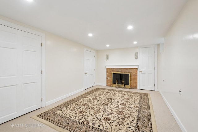 8712 N Central Ave, Morton Grove, IL 60053 - unfurnished living room featuring recessed lighting and a fireplace with flush hearth
