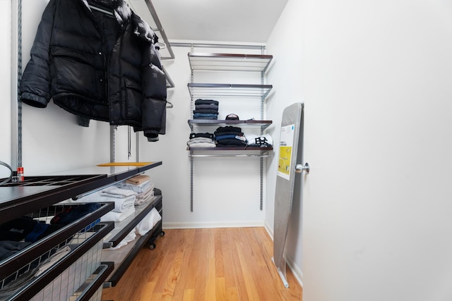 spacious closet featuring wood finished floors