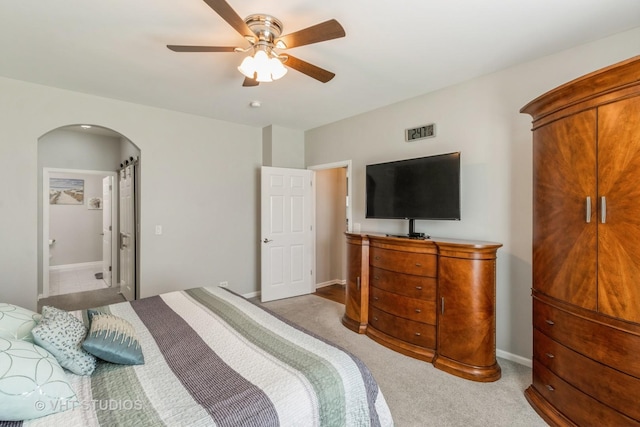 1674 Francis Dr, Pingree Grove, IL 60140 - carpeted bedroom featuring arched walkways, baseboards, and a ceiling fan