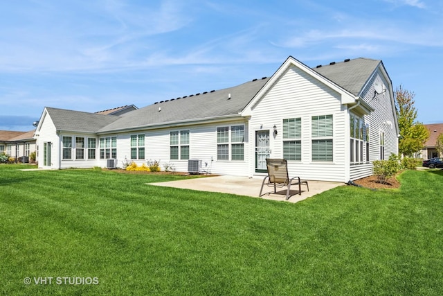 1674 Francis Dr, Pingree Grove, IL 60140 - rear view of property with a patio area, a yard, and central AC unit