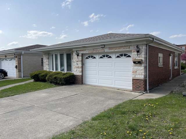 7236 W Olive Ave, Chicago, IL 60631 - ranch-style house featuring concrete driveway, brick siding, and an attached garage