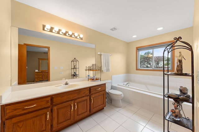 2739 Genoa Dr, New Lenox, IL 60451 - bathroom featuring a bath, tile patterned flooring, vanity, and toilet