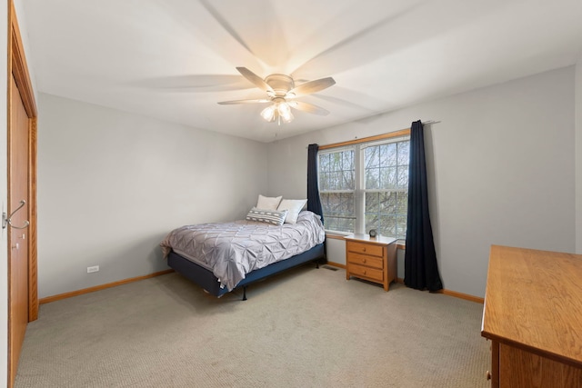 2739 Genoa Dr, New Lenox, IL 60451 - bedroom with light colored carpet, baseboards, and ceiling fan