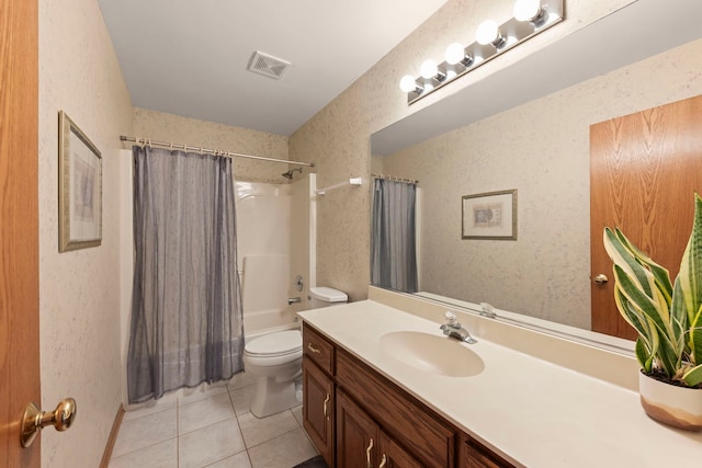2739 Genoa Dr, New Lenox, IL 60451 - bathroom featuring tile patterned flooring, toilet, vanity, and shower / tub combo with curtain