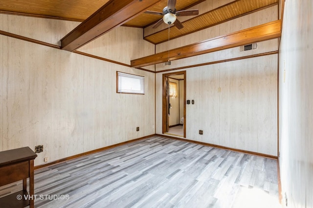 21822 Merrill Ave, Sauk Village, IL 60411 - empty room with ceiling fan, light wood-style floors, and beamed ceiling
