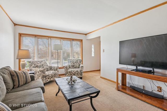 6223 S Rutherford Ave, Chicago, IL 60638 - living area with baseboards, ornamental molding, and carpet