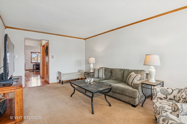 6223 S Rutherford Ave, Chicago, IL 60638 - living room with baseboards, ornamental molding, and light carpet