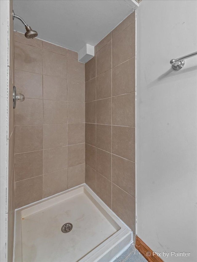 bathroom featuring a stall shower