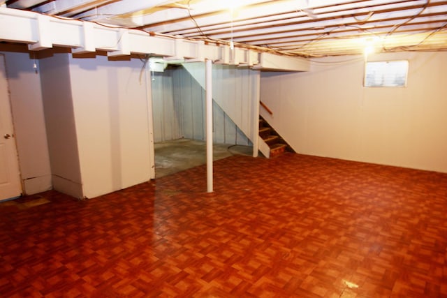basement with stairs