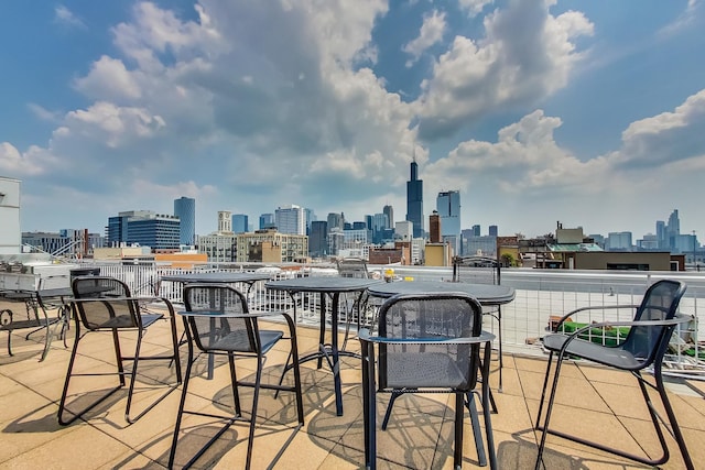 view of patio with a view of city