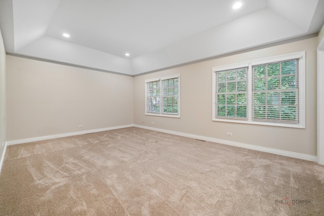 590 Academy Woods Dr, Lake Forest, IL 60045 - carpeted spare room with recessed lighting, lofted ceiling, and a raised ceiling