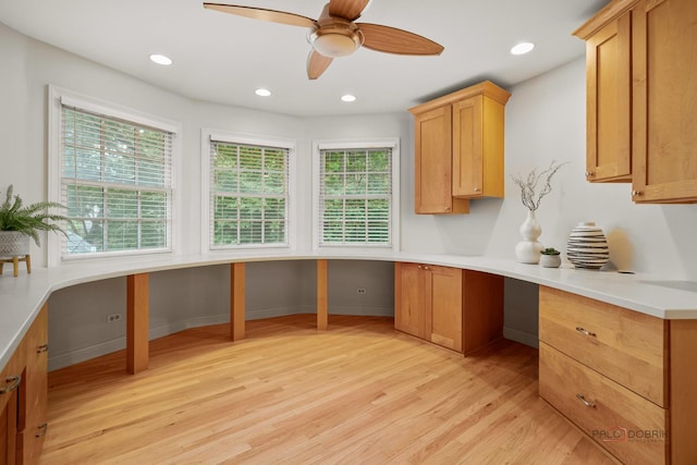 590 Academy Woods Dr, Lake Forest, IL 60045 - unfurnished office featuring built in study area, light wood-style floors, healthy amount of natural light, ceiling fan, and recessed lighting