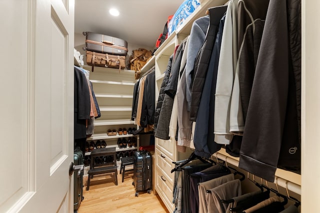 spacious closet with light wood-style floors